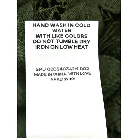 Bloomchic Women 26 4X Army Green Midi Dress Lace Short Sleeve Tiered Button Up - Picture 12 of 12